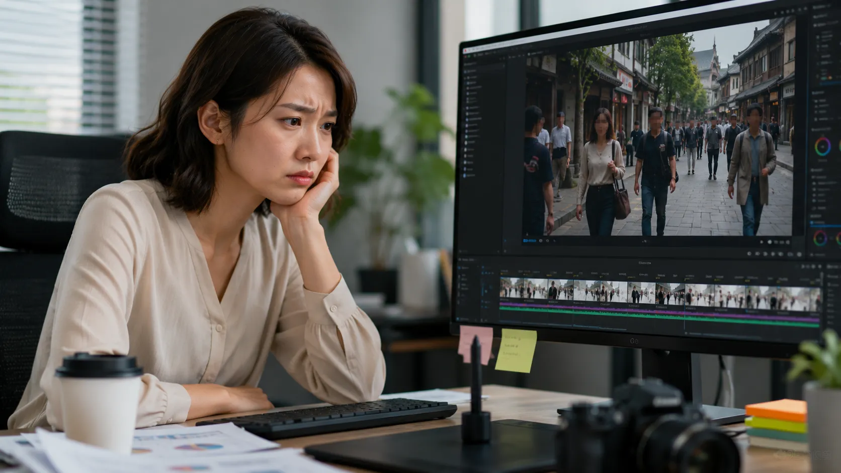 動画に通行人の顔が映り込んでいてモザイク処理に悩むSNS担当者