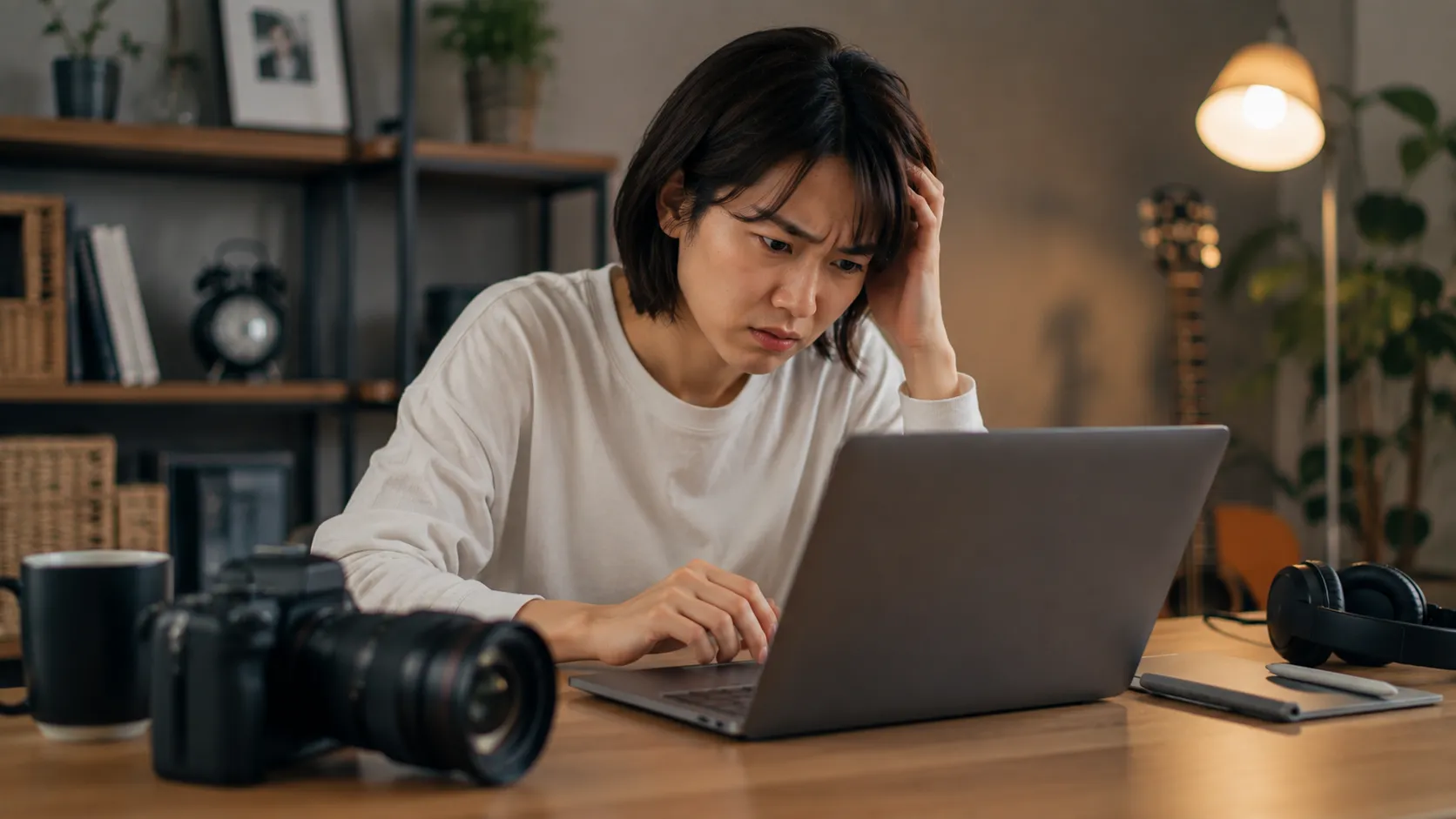 動画の画面サイズを切り抜きたいが、専用ソフトがなくて困っている人の様子