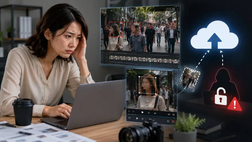 手作業でのモザイク追従の面倒さと、クラウドサービスへの動画アップロードの危険性
