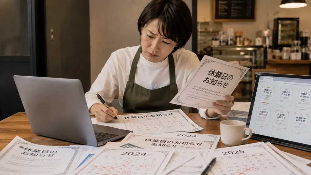 無料テンプレートを探してダウンロードし、年ごとに日付を修正する手間のイメージ