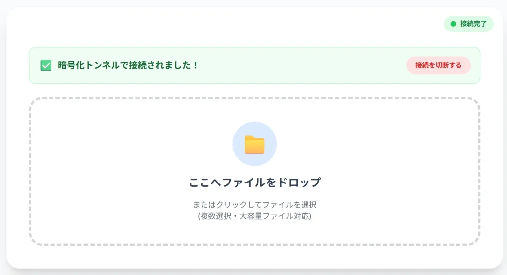 爆速P2Pファイル転送ツールを使っている様子